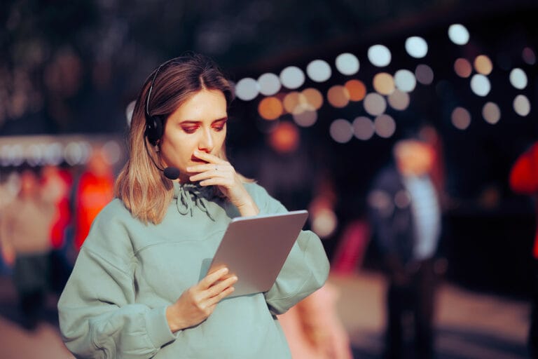 Event organiser coordinating and planning a conference event