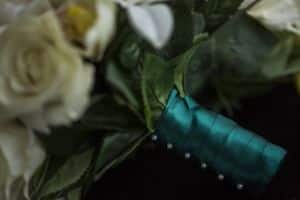 Accents For Bouquets: Ribbon Wrap Bouquet with green ribbon