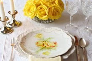 Traditional Wedding Anniversary Gift China Plates Cutlery 20th Year
