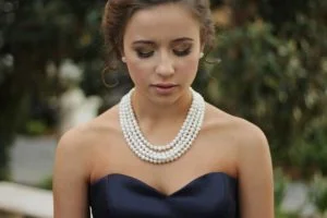 Woman Wearing Peal Necklace 30th wedding anniversary gift meaning