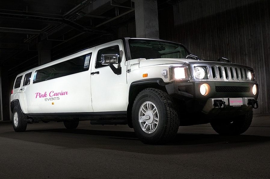 Types Of Wedding Transport: White Hummer Limousine