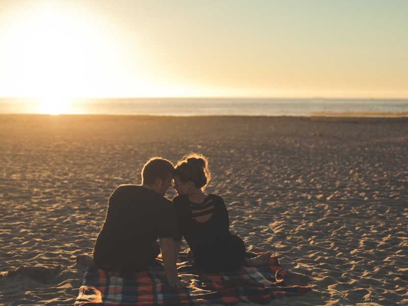 Just Got Engaged: Couple On The Beach Sunset