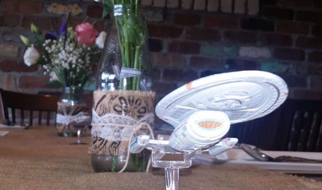 USS Voyager Star Trek Wedding Centrepiece Styling Rustic