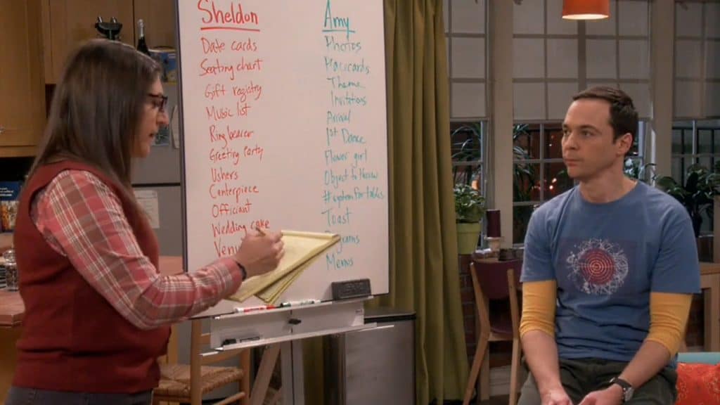 The Big Bang Theory: Amy And Sheldon Deciding On Wedding Tasks