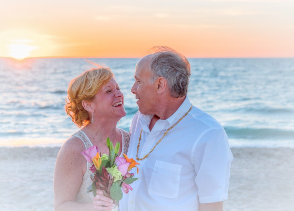 Never Too Late To Get Married: Beach Wedding Mature Couple