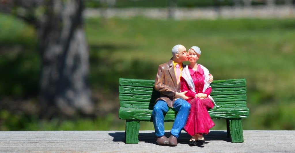 Not My First Wedding: Mature Couple On A Park Bench