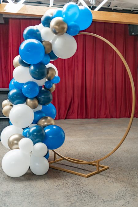 Gold Hoop with Blue and White Ballooons