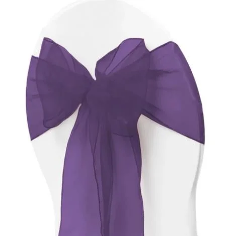 Organza Chair Sash - Eggplant