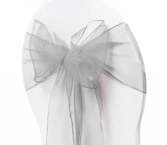 Organza Chair Sash - Light Silver