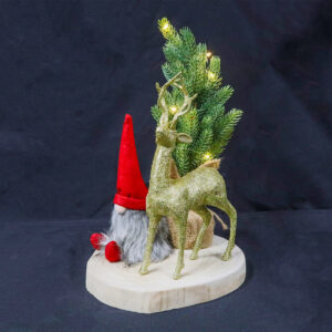 Rustic Christmas Tree with Gnome and Reindeer