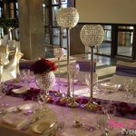 Crystal Goblets Centrepiece Gold Organza Sashes