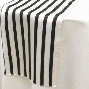 Satin Striped Black and White Table Runner