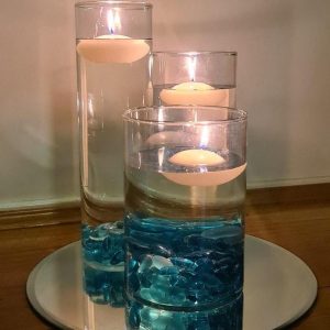 Cylinder Vases with Floating Candles on a Mirror Base