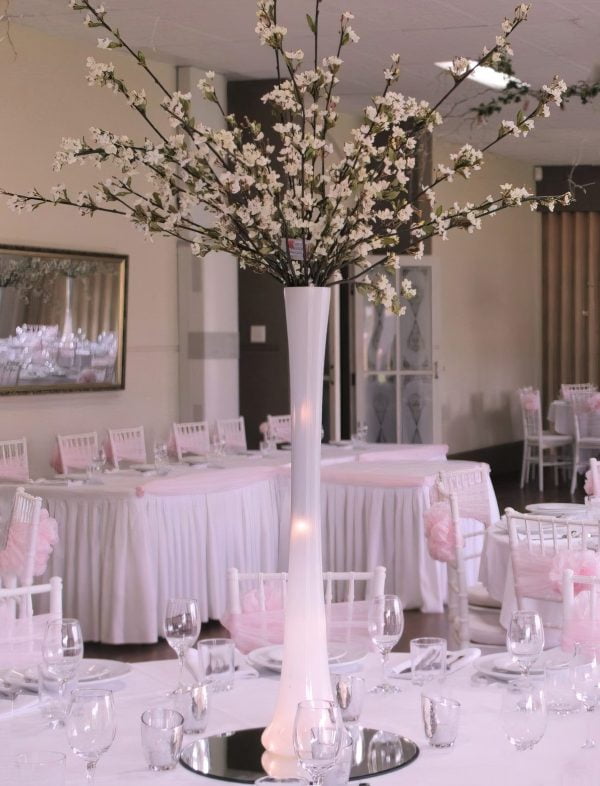 Artificial White Cherry Blossoms Centrepiece