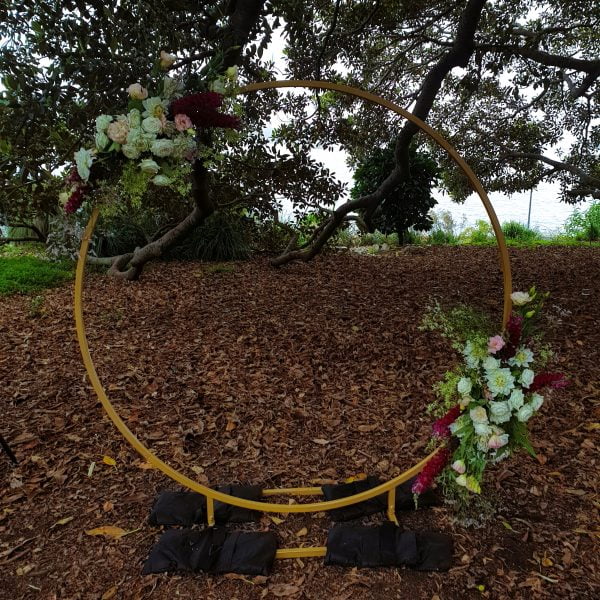 Gold Hoop with Flowers