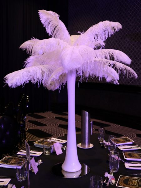 white feathered centrepiece gatsby