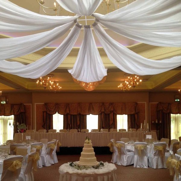 8 arm white ceiling drapes plain