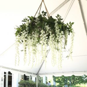 Hanging Greenery Hoop with White Wistera 02