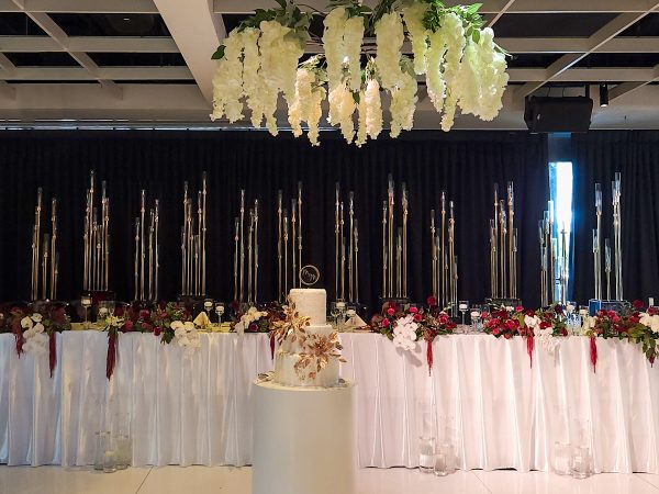 Hanging Wisteria Reception Decor Bridal Table