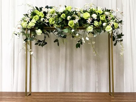 Tall Long Gold Stand with Floral Garland
