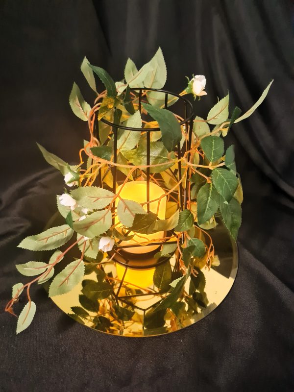 Black Geo Lantern with Greenery