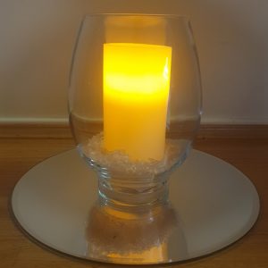 Clear Hurricane Vase with LED candle