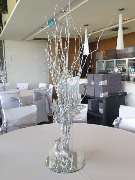 Silver Willow with Poinsettias
