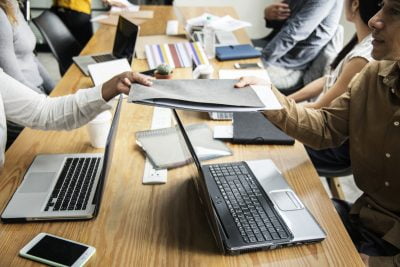 People working at an office