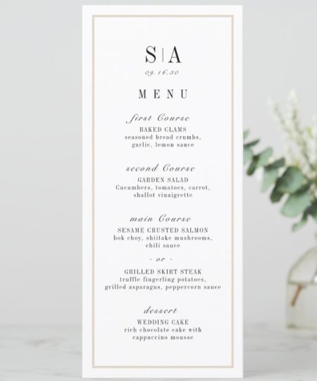 DL menu example dinner event
