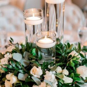Floating Candle Trio with Flower Wreath