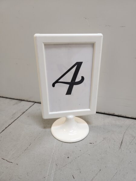 white framed table numbers