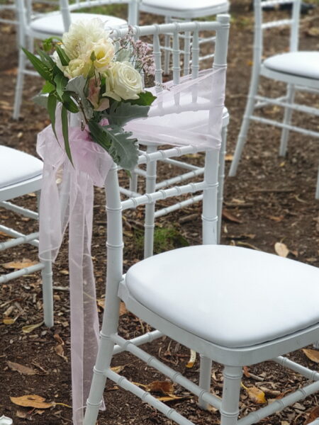 Organza sash with flowers