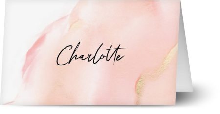 Folded Name Card with Pink Print