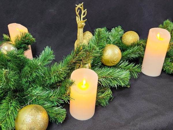 Christmas Tree Garland with LED Candles - Gold