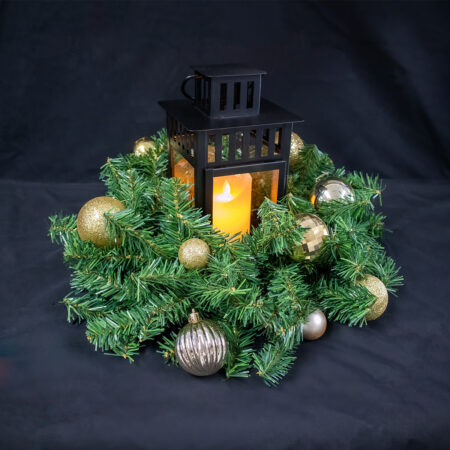 Wreath with Baubles and Lantern