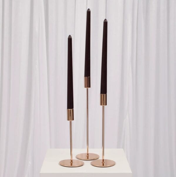 Gold Candlestick Trio with Black LED Candles