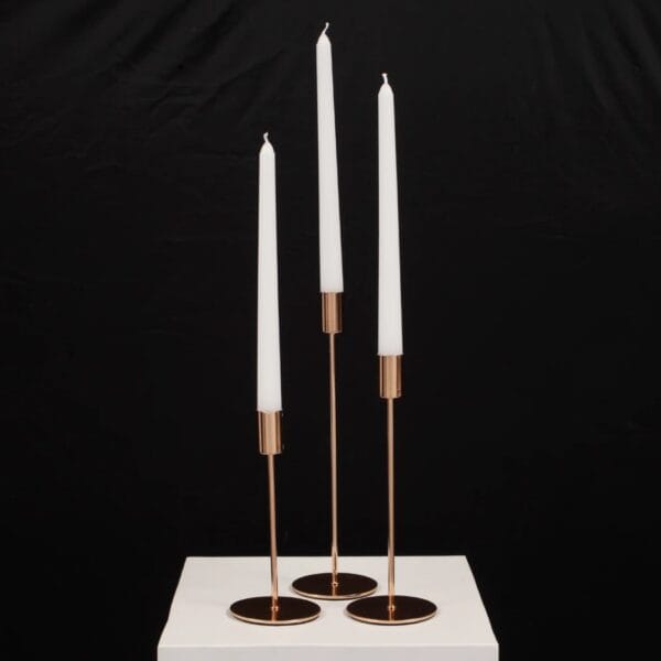 Gold Candlestick Trio with White LED Candles