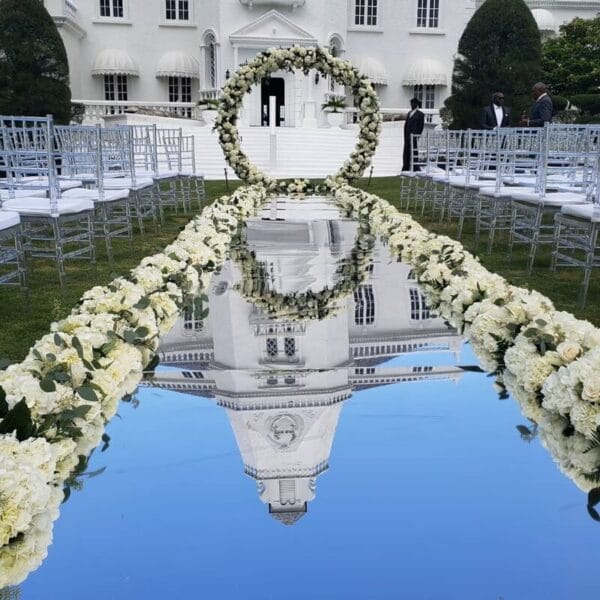 silver mirror aisle runner