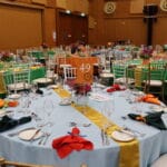 Styled mis-matched tables - blue with teapot flowers teapot and pocket watches