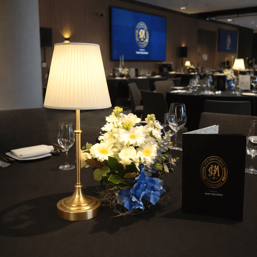 Cream Lamp with Fresh Flower Centrepiece